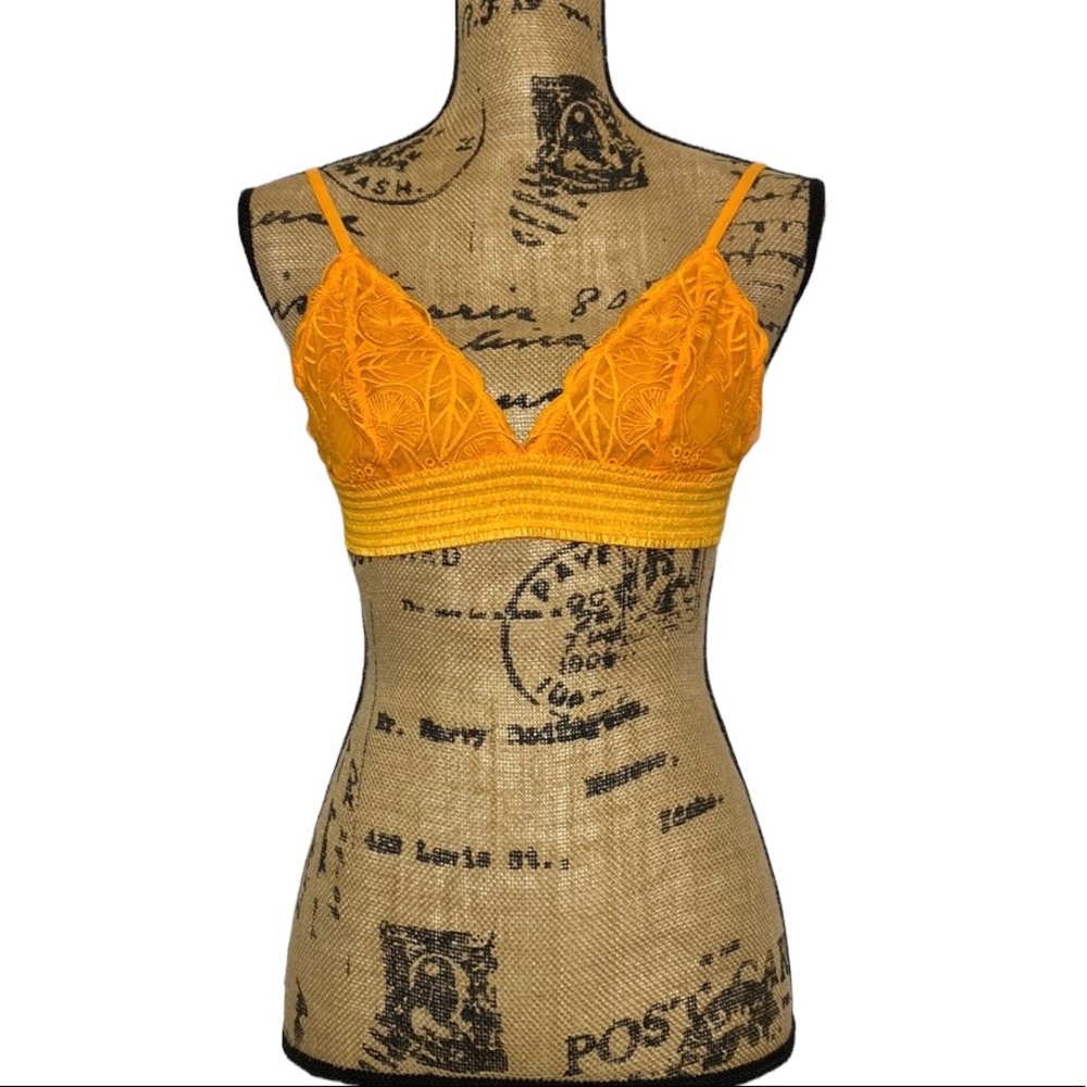 NWT Orange Lace Elastic Intimate Sexy Bra S